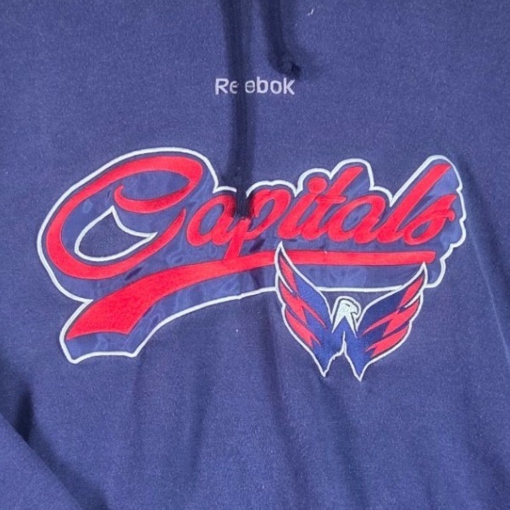 Reebok Hoodie Mens XL Navy Blue Washington Capitals NHL Face Off Collection